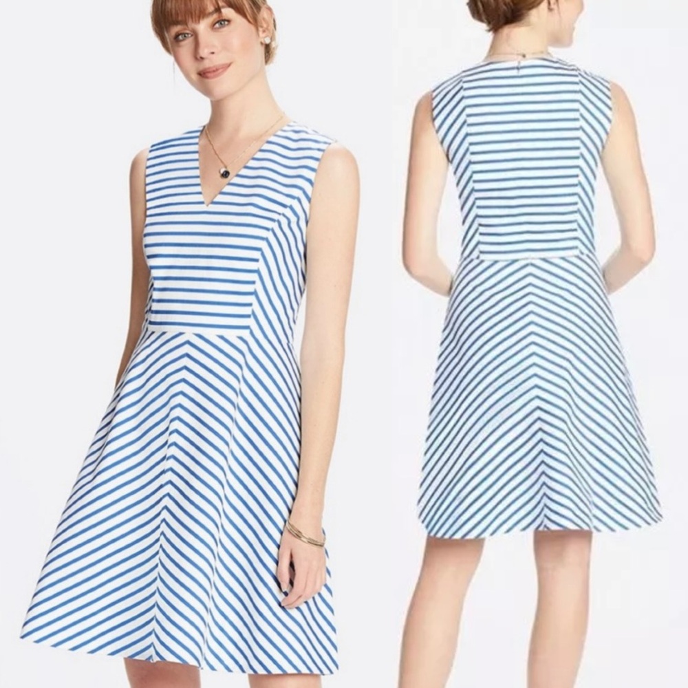 Draper James sailor striped v-neck sleeveless A-line dress women Size 12
